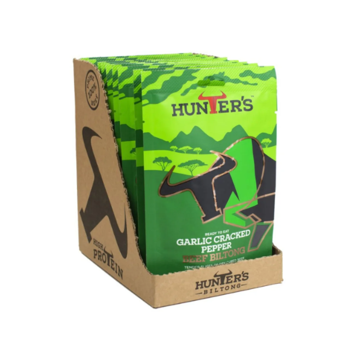 Hunter's Garlic Cracked Pepper Beef Biltong (28g X Pack of 10)